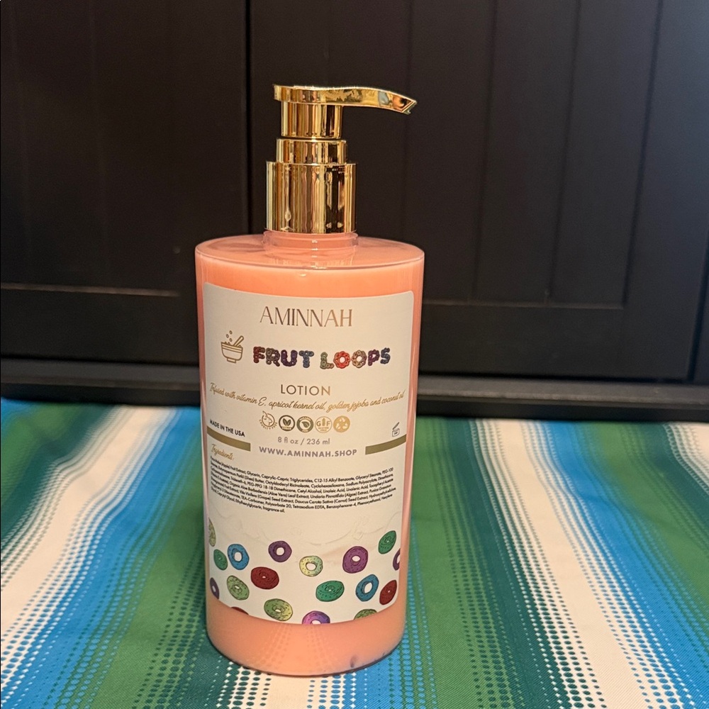 Aminnah Fruit Loops Pink Lotion with Gold Pump